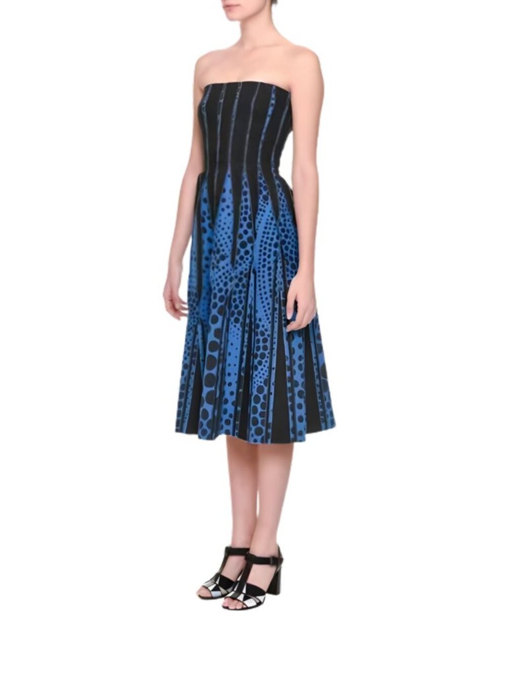 NWT Bottega Veneta Strapless Graphic Print Blue/Black Women Size S Midi Dress - Picture 7 of 7
